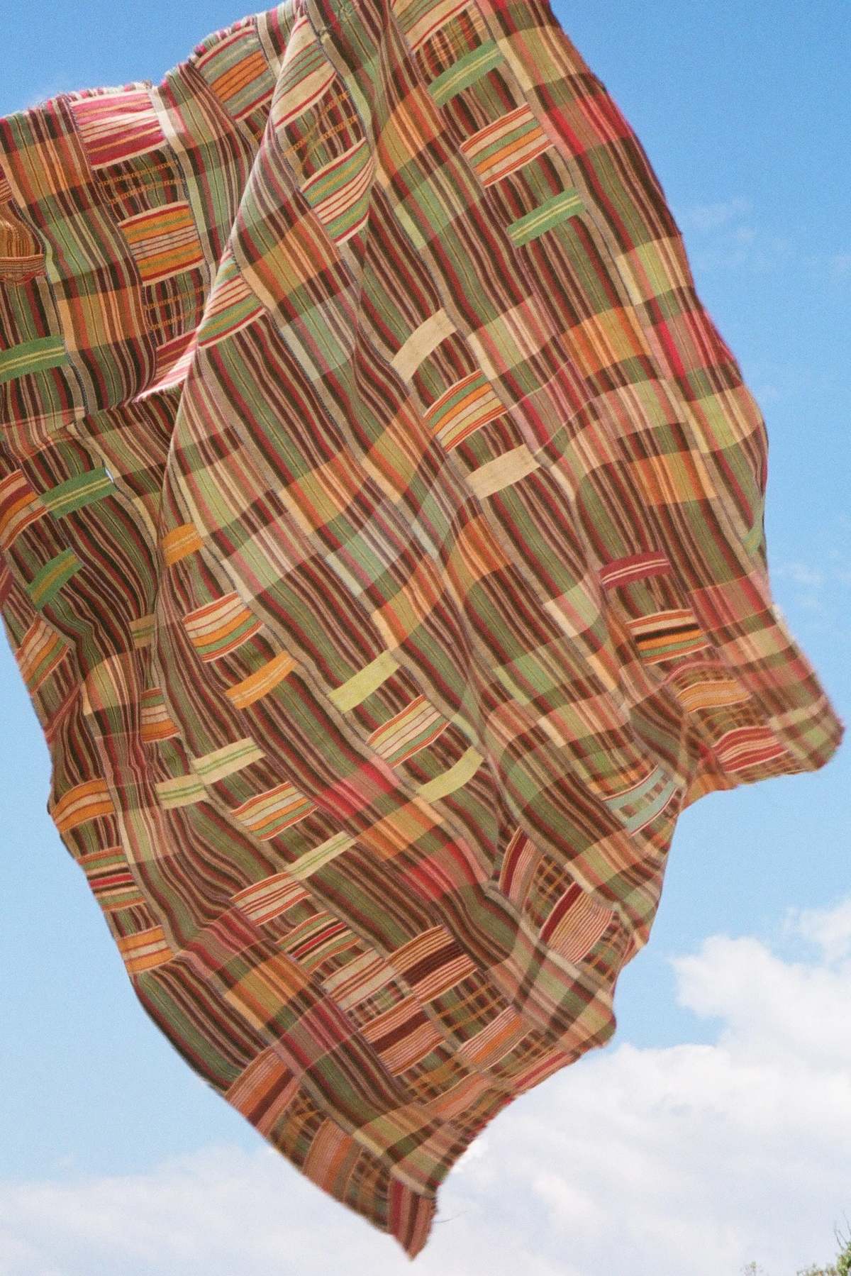 Vintage EWE KENTE - BURGUNDY/GREEN PLAID - Image 1 of 3