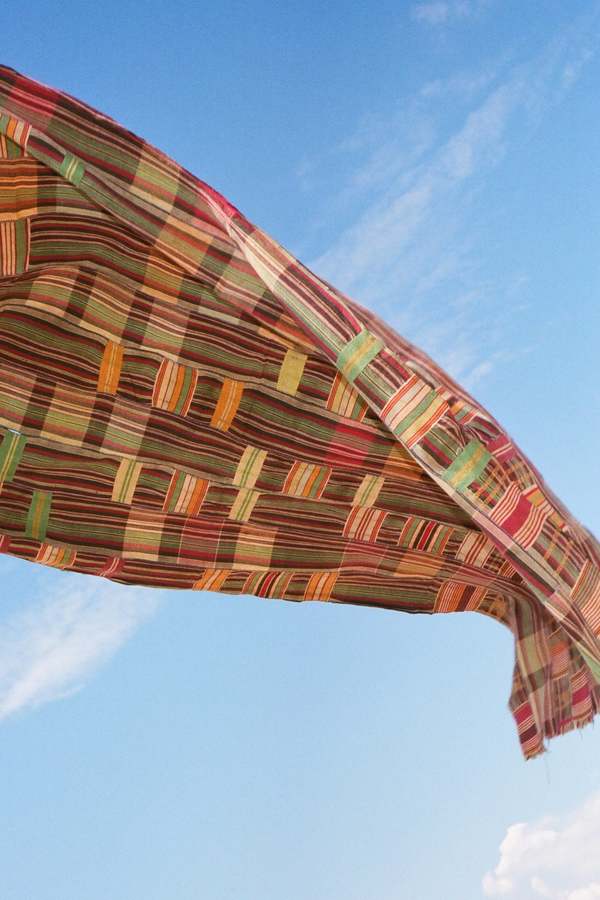 Vintage EWE KENTE - BURGUNDY/GREEN PLAID