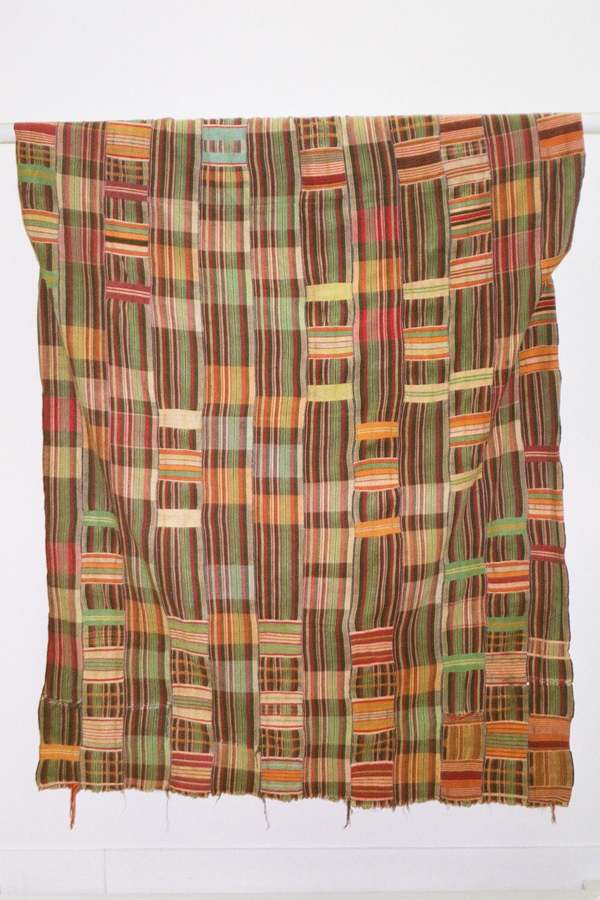 Vintage EWE KENTE - BURGUNDY/GREEN PLAID