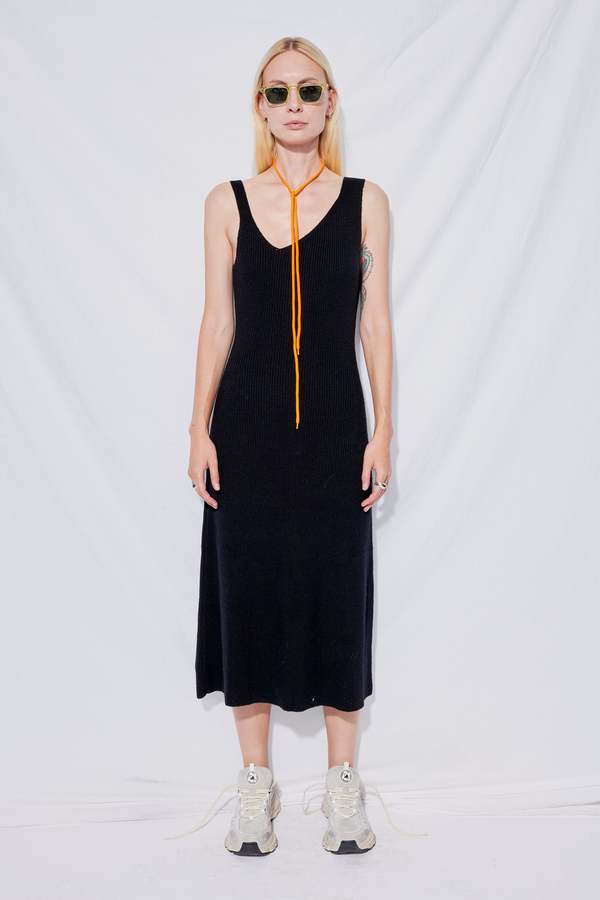 LVIR Unbalanced Sleeveless Knit Dress - Black | Garmentory