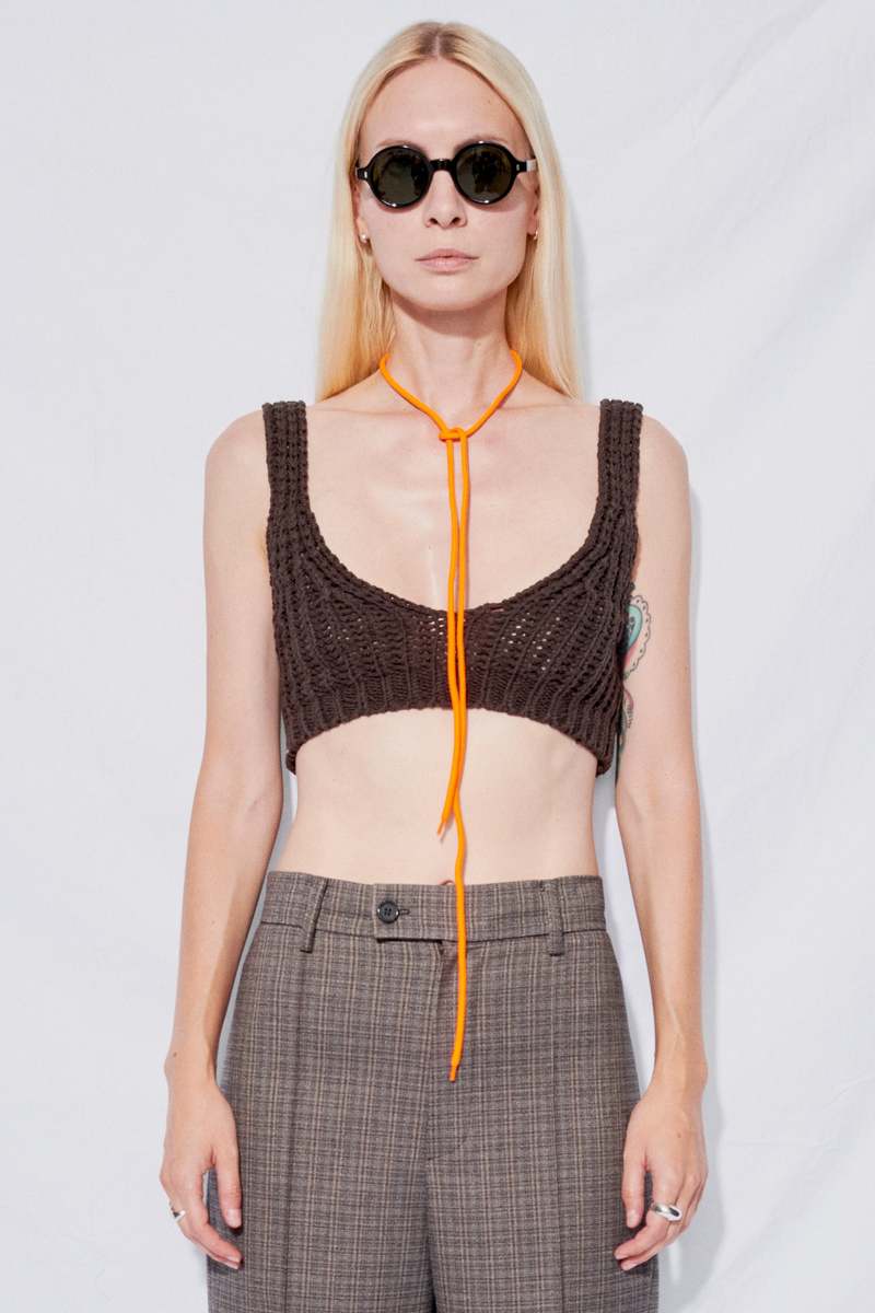 Theopen Product Chunky Bra Knit Vest - Brown | Garmentory