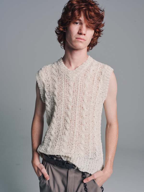 トップス Our Legacy 19ss knit linen vest Our Legacy - Knitted Vest White Sheer Cable