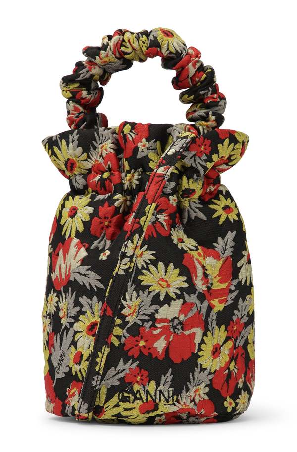 Ganni Occasion Ruched Top Handle Bag Meadow Black Garmentory