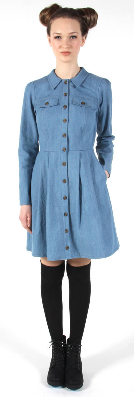 Birds of North America Hoatzin Dress (Faded Denim) Birds of North America Hoatzin Dress (Faded Denim)