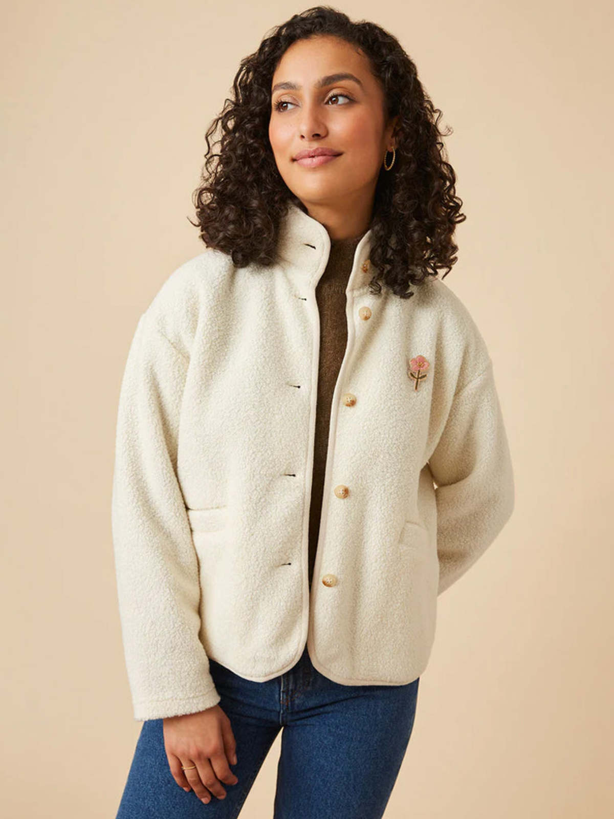 Des Petits Hauts Zaskia Fleece Jacket in Creme | Garmentory