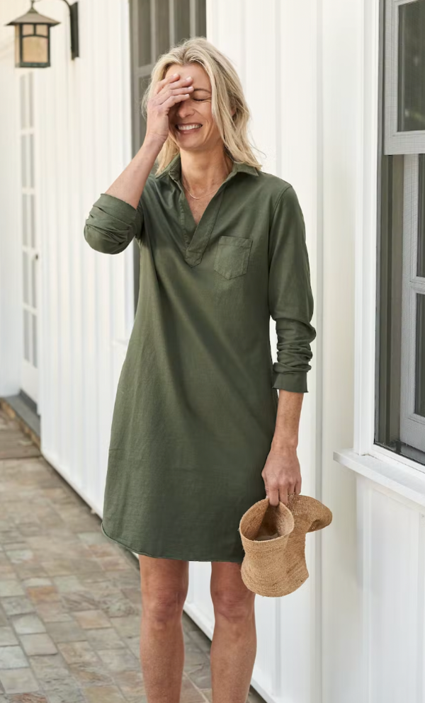 Frank & Eileen Long Sleeve Polo Dress - Army | Garmentory