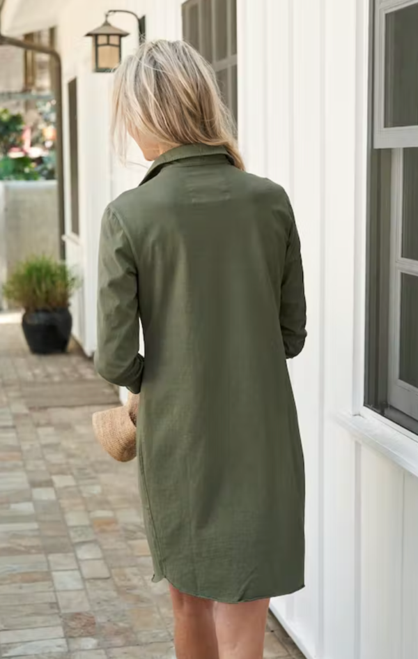 Frank & Eileen Long Sleeve Polo Dress - Army | Garmentory