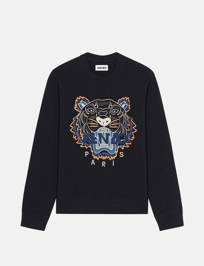KENZO トレーナー 黒 KENZOケンゾータイガー刺繍スエット 虎トレーナースウェット