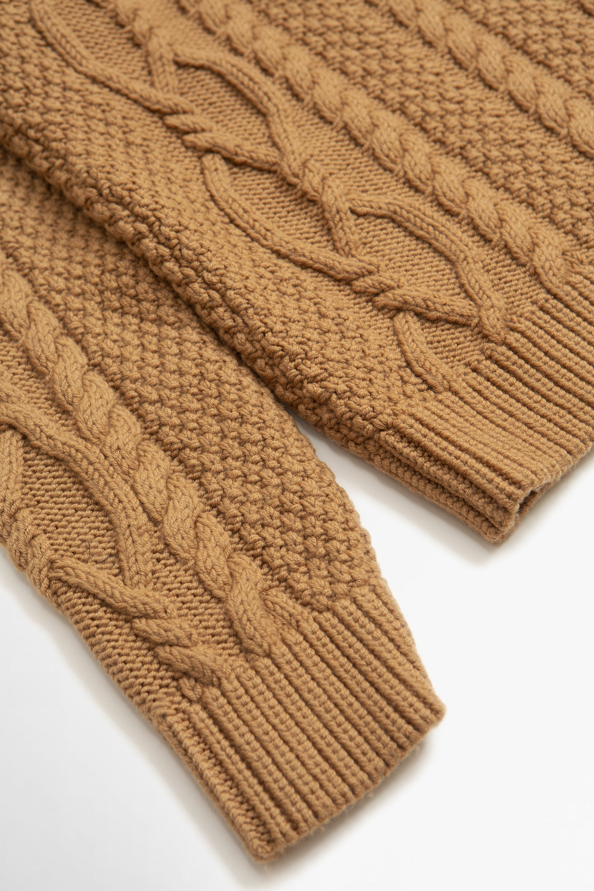 Unisex Cable Knit Sweater Light Brown