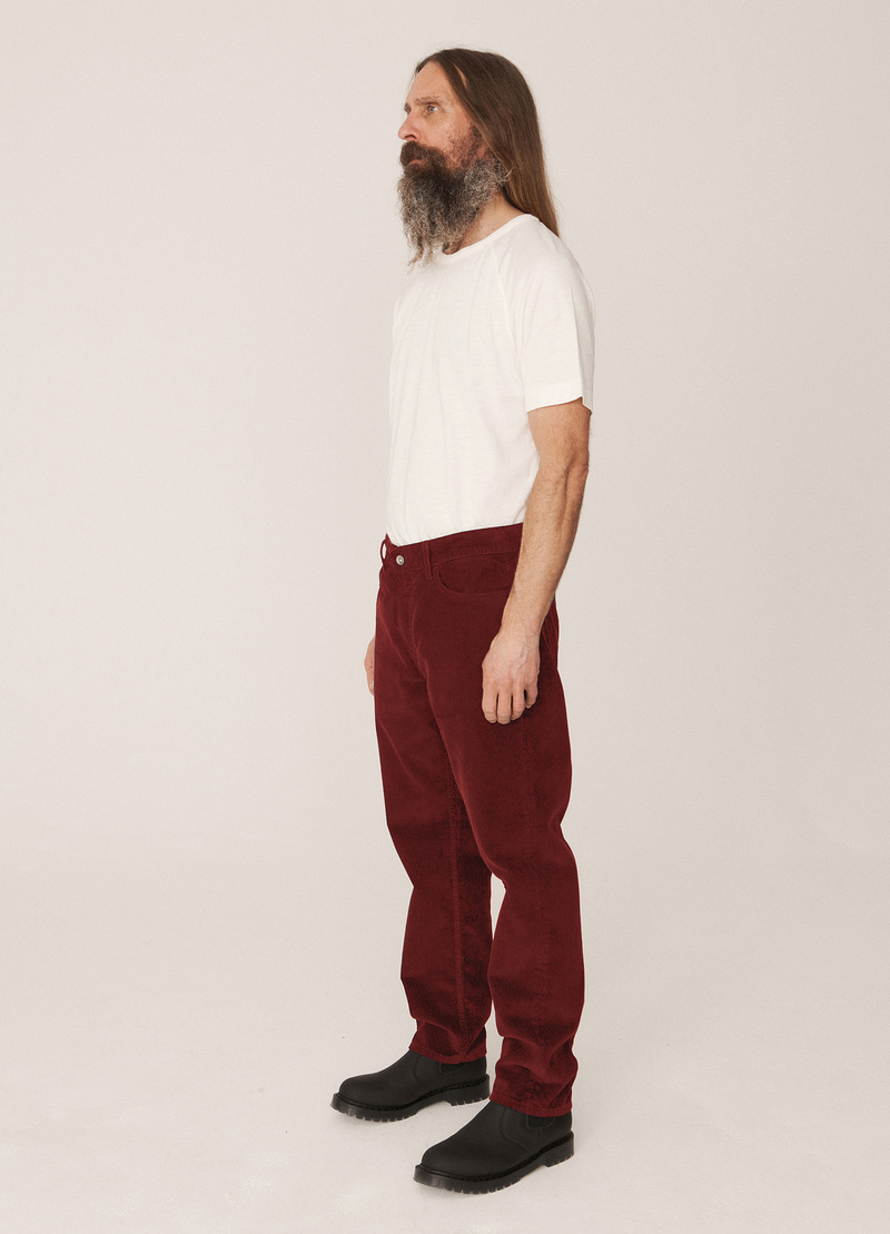 YMC Tearaway Recycled Cotton Cord Jeans - Burgundy