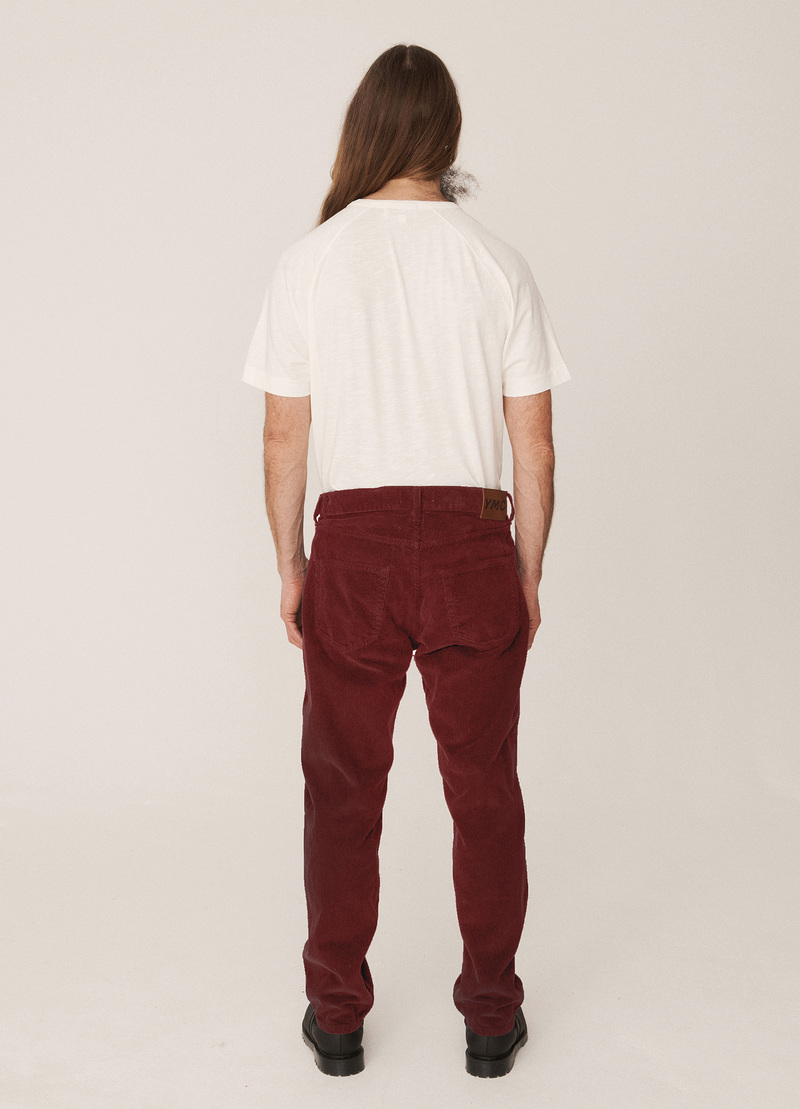 YMC Tearaway Recycled Cotton Cord Jeans - Burgundy