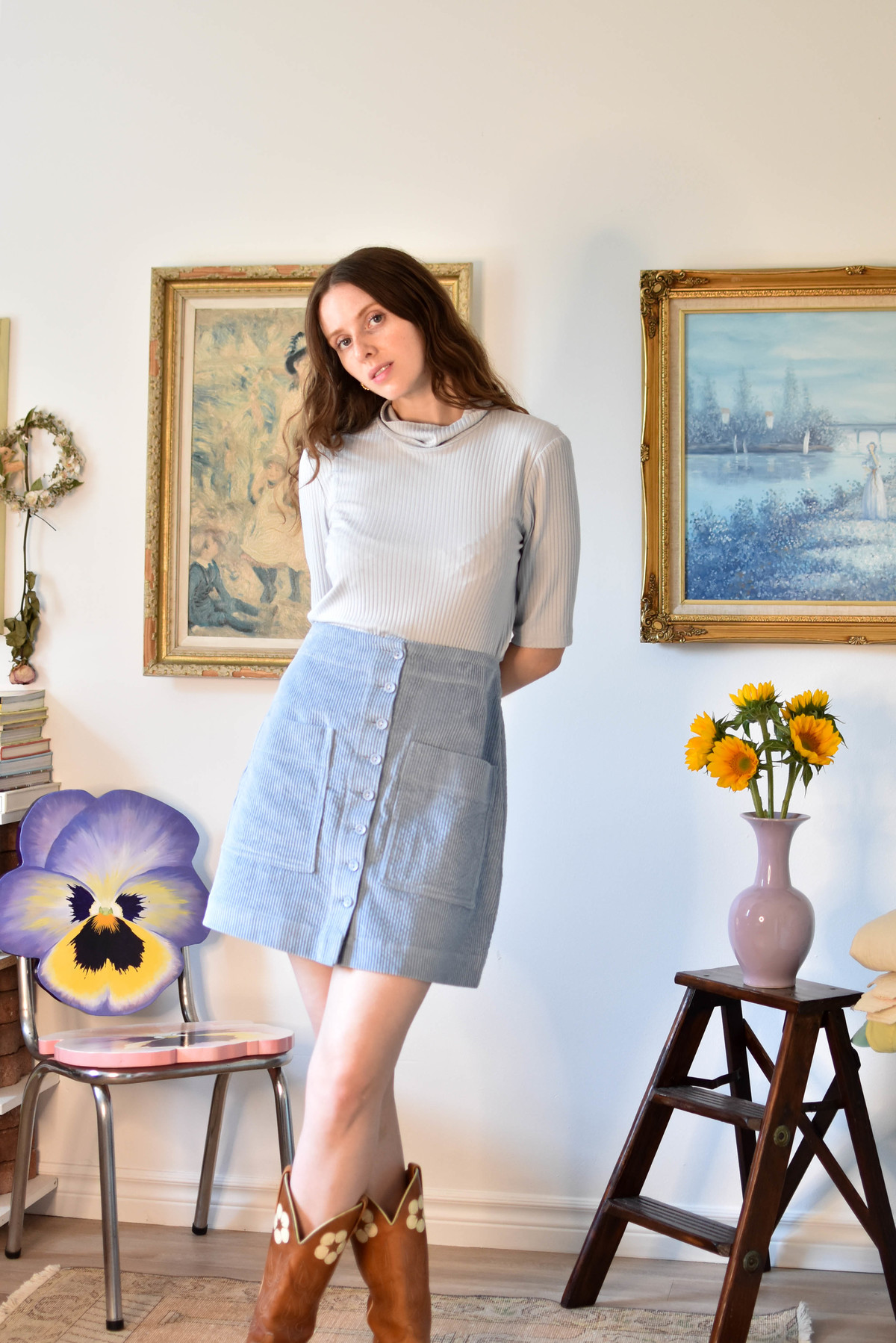 Eve Gravel Brigerton Skirt - Frozen Blue (Pre-Order) | Garmentory