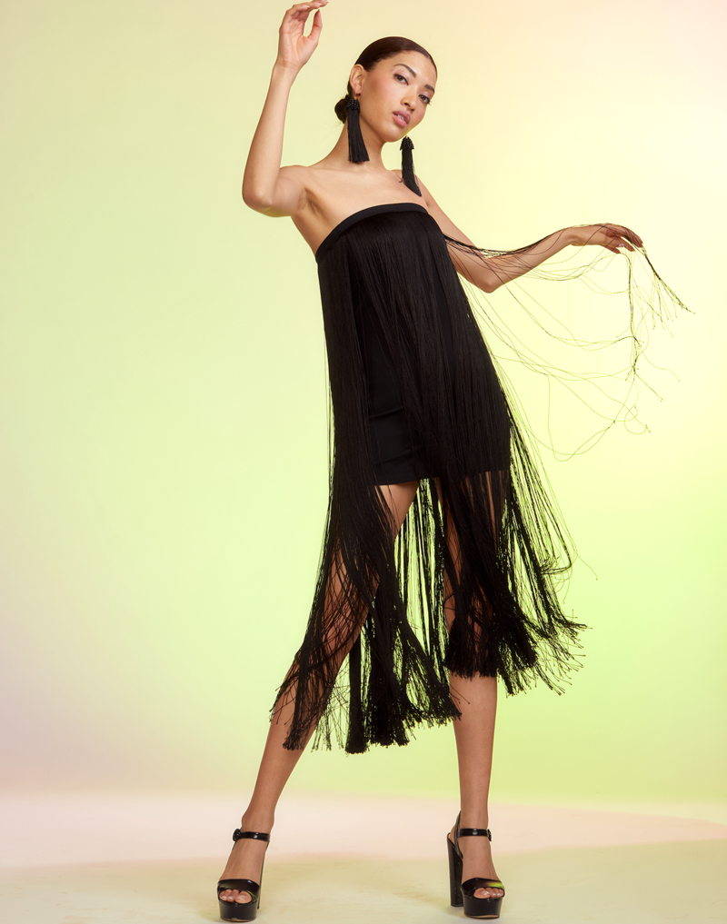 Cynthia Rowley Gabrielle Strapless Fringe Dress