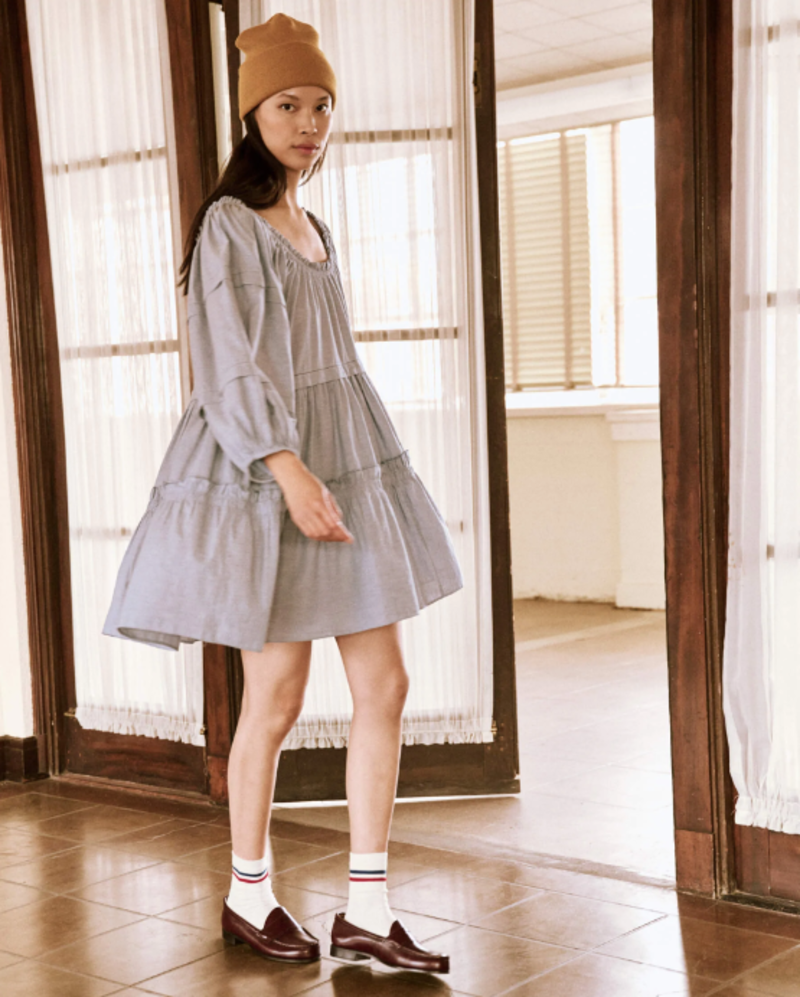 The Great. The Short Nightingale Dress - Light Chambray | Garmentory