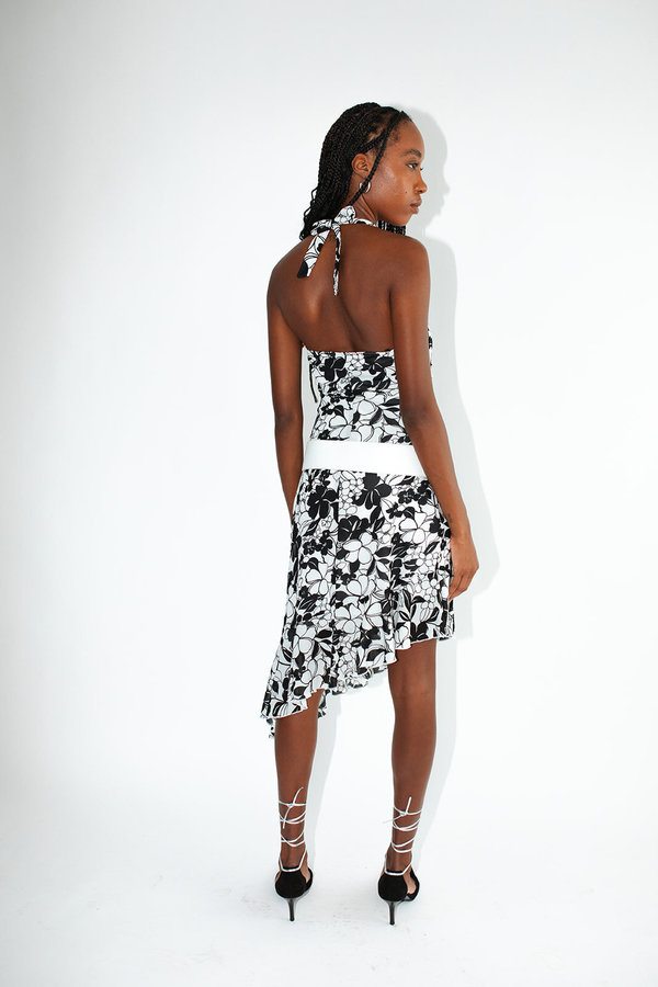 slim fit dress slacks Wholesale Black Halter Floral Print Sleeveless A-Line Mini Dress -Missy