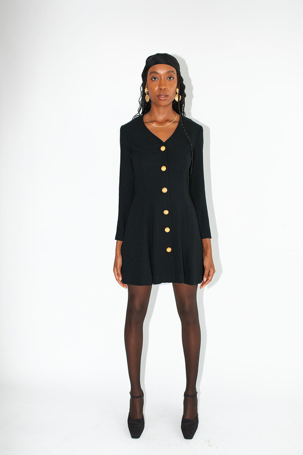 90s button front dress Dresses | Vintage 9s Button Down Casual Sun Dress Black White Pattern