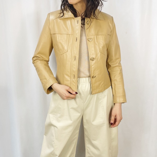 Vintage Leather Jacket Ecru Garmentory