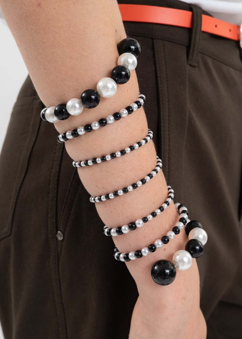 Y/project BLACK / WHITE / SILVER SPIRAL BEAD BRACELET | Garmentory