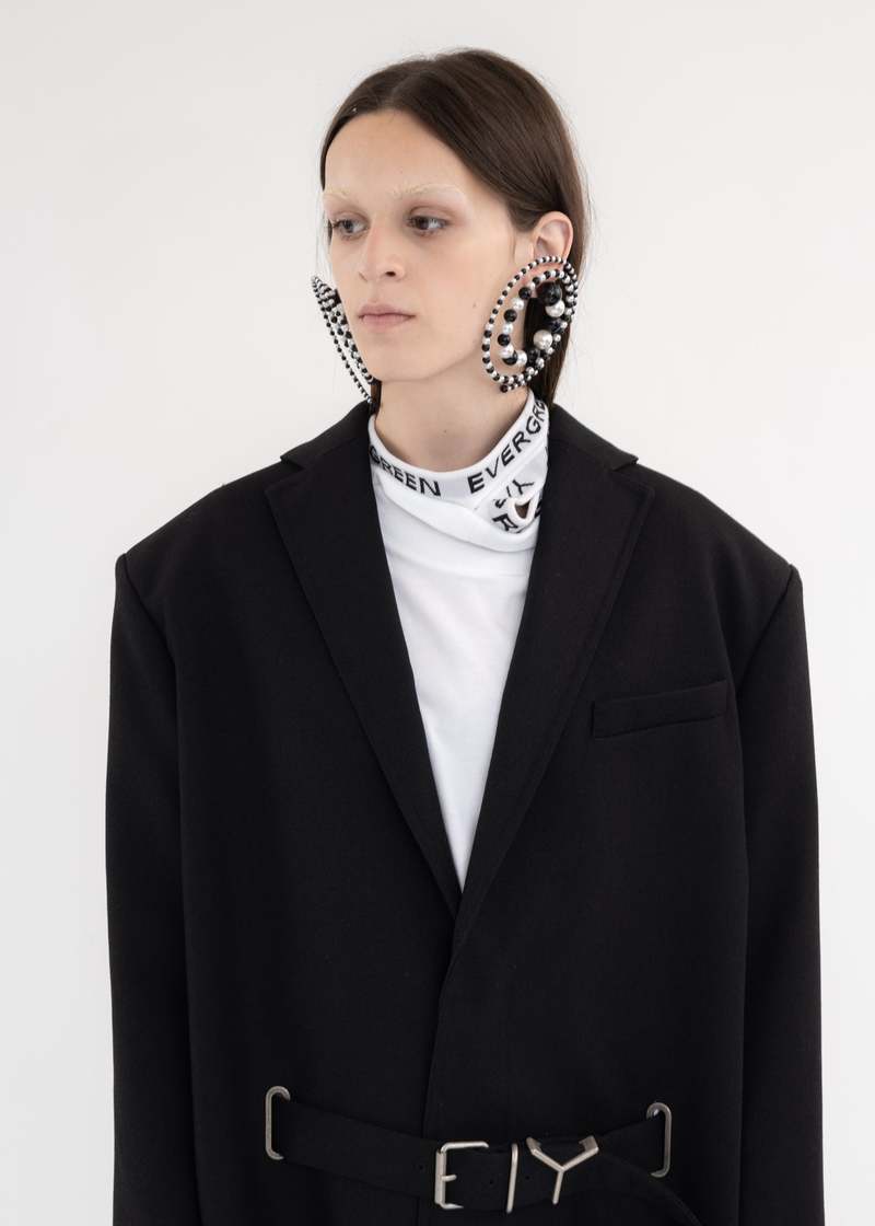 Y/PROJECT ピアス Y/project SPIRAL EARRING - BLACK/WHITE/SILVER | Garmentory