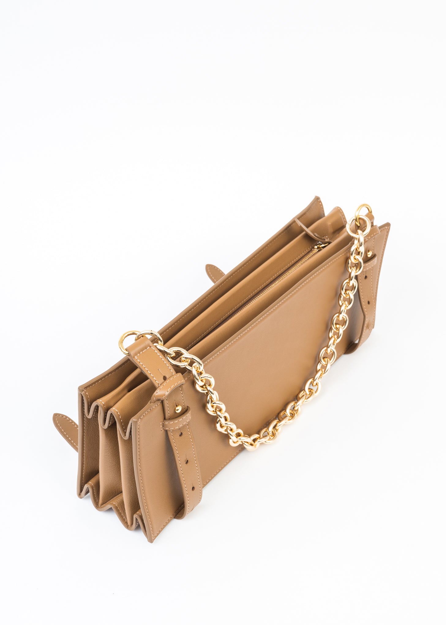 Y/project ACCORDION BAG WITH CHAIN CARAMEL Garmentory