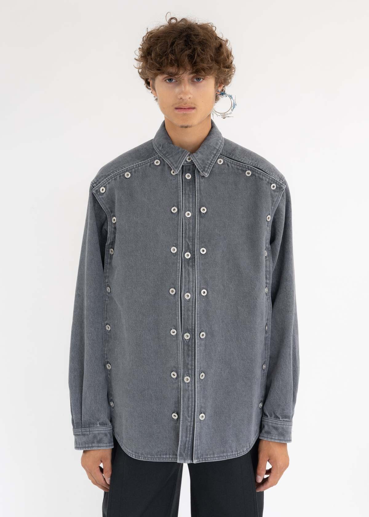 Y/project Evergreen Snap Off Denim Shirt - Vintage Black