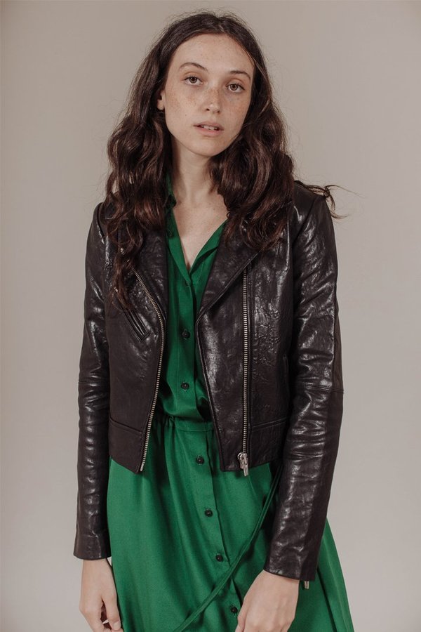 Veda Nova Classic Leather Jacket in Black Garmentory