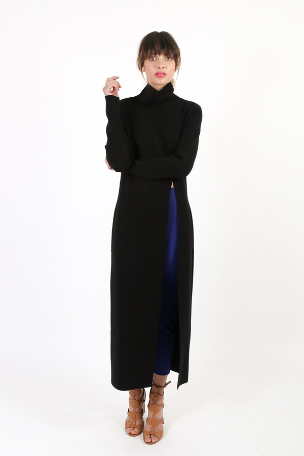 sachin and babi light blue dress Nanushka Lempo Knit High-Neck Slit Tunic