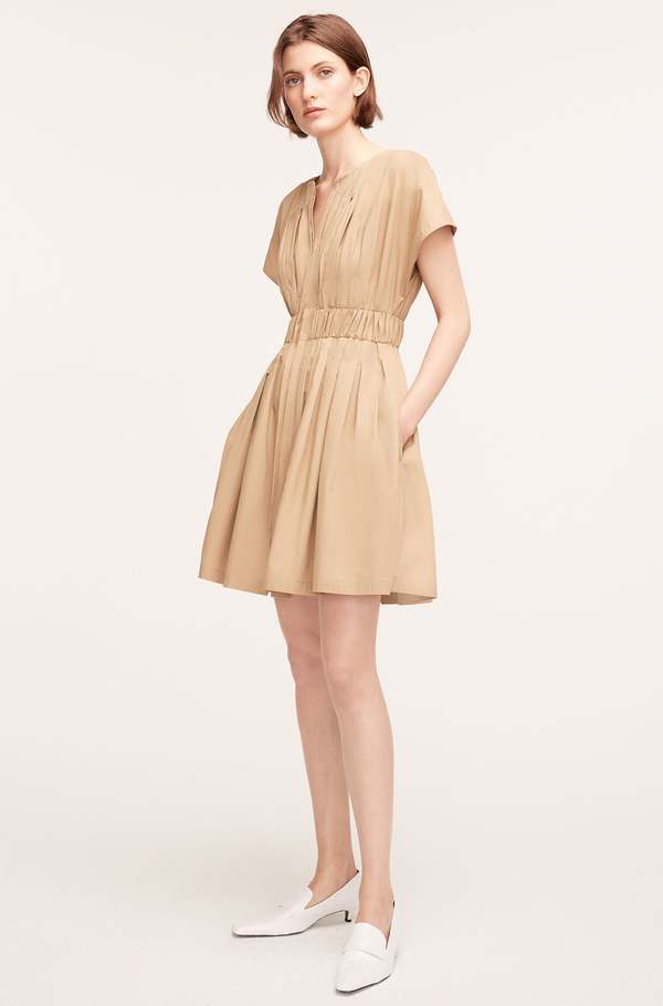 Rebecca Taylor Smocked-Front Dress - Khaki | Garmentory