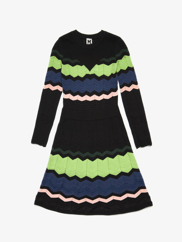 MISSONI Herringbone Knitted Dress - Black Multicolour