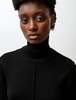 Sara Lanzi Womens Turtleneck Sweater with Flounce - Black - Thumbnail 3