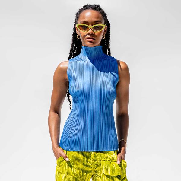 Pleats Please by Issey Miyake Monthly Colors Sleeveless Mock