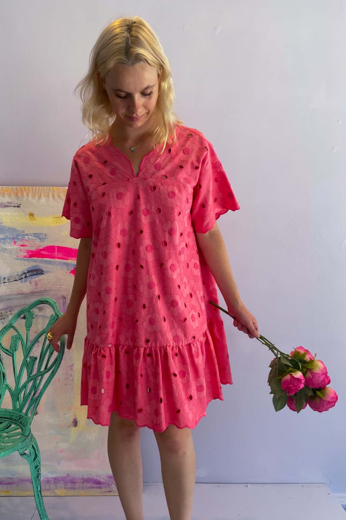 Vivetta Eyelet Dress Rosa