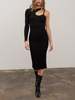 Moon River One Sleeve Cut Out Dress - Black - Thumbnail 1