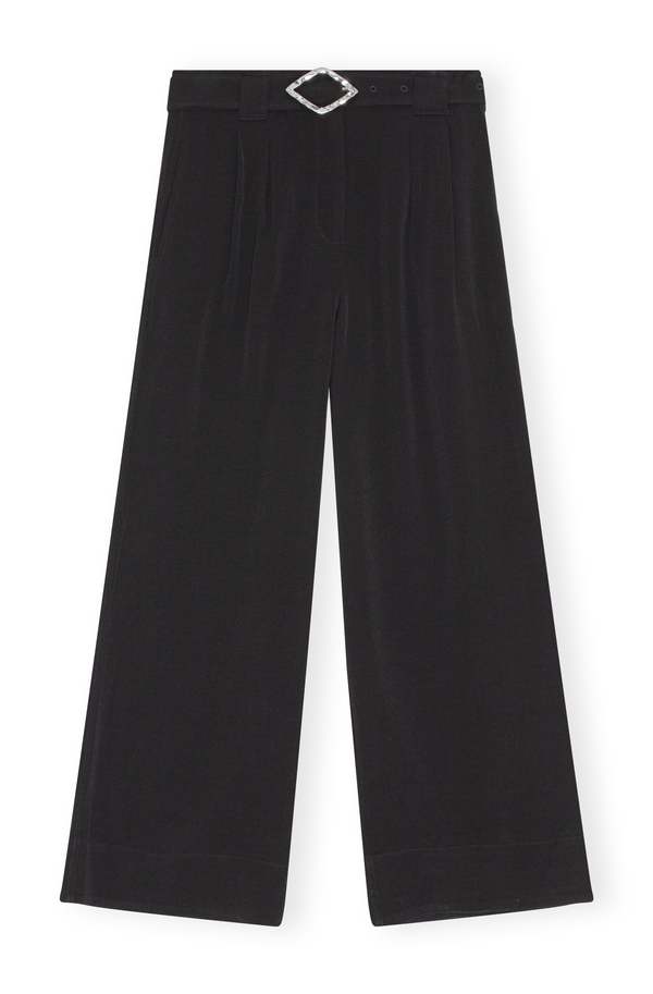 Ganni Light Structured Jacquard Wide Pants Black Garmentory