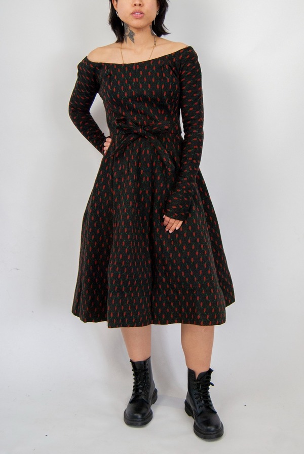 50s fit and flare black floral dress | Garmentory