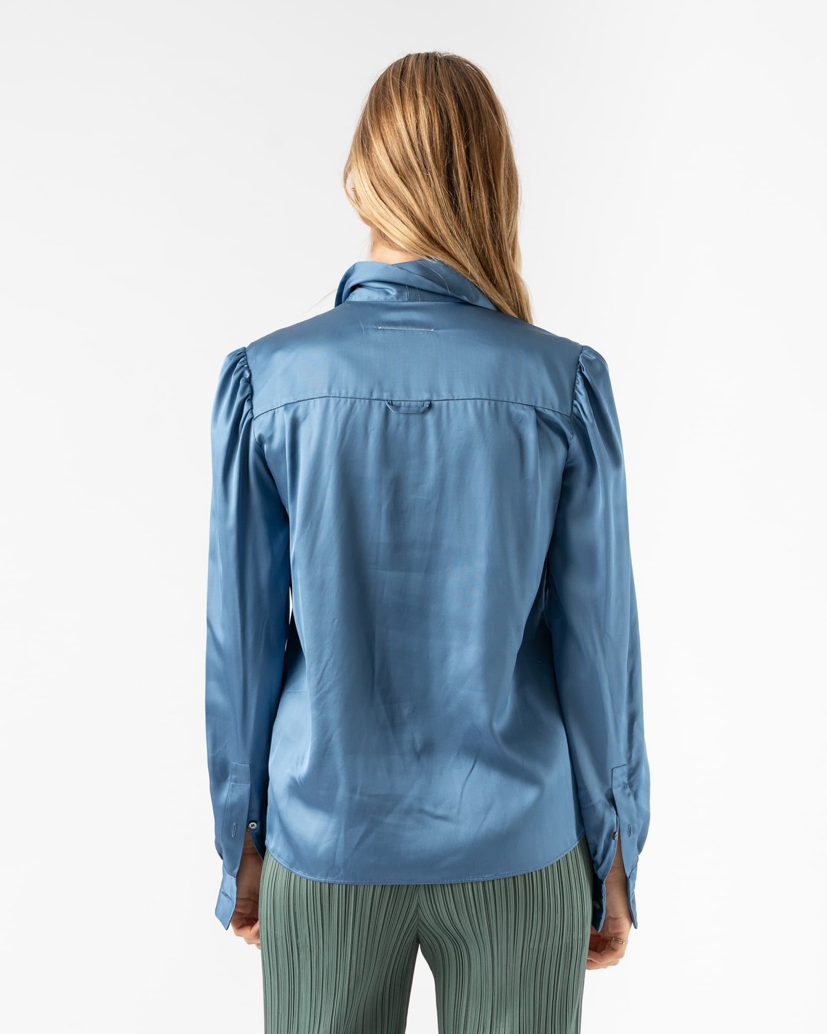 Tシャツ・カットソー Mm6 By Maison Margiela Blue Long Sleeve Shirt MM6 Maison Margiela logo-embroidered Striped Cotton Shirt