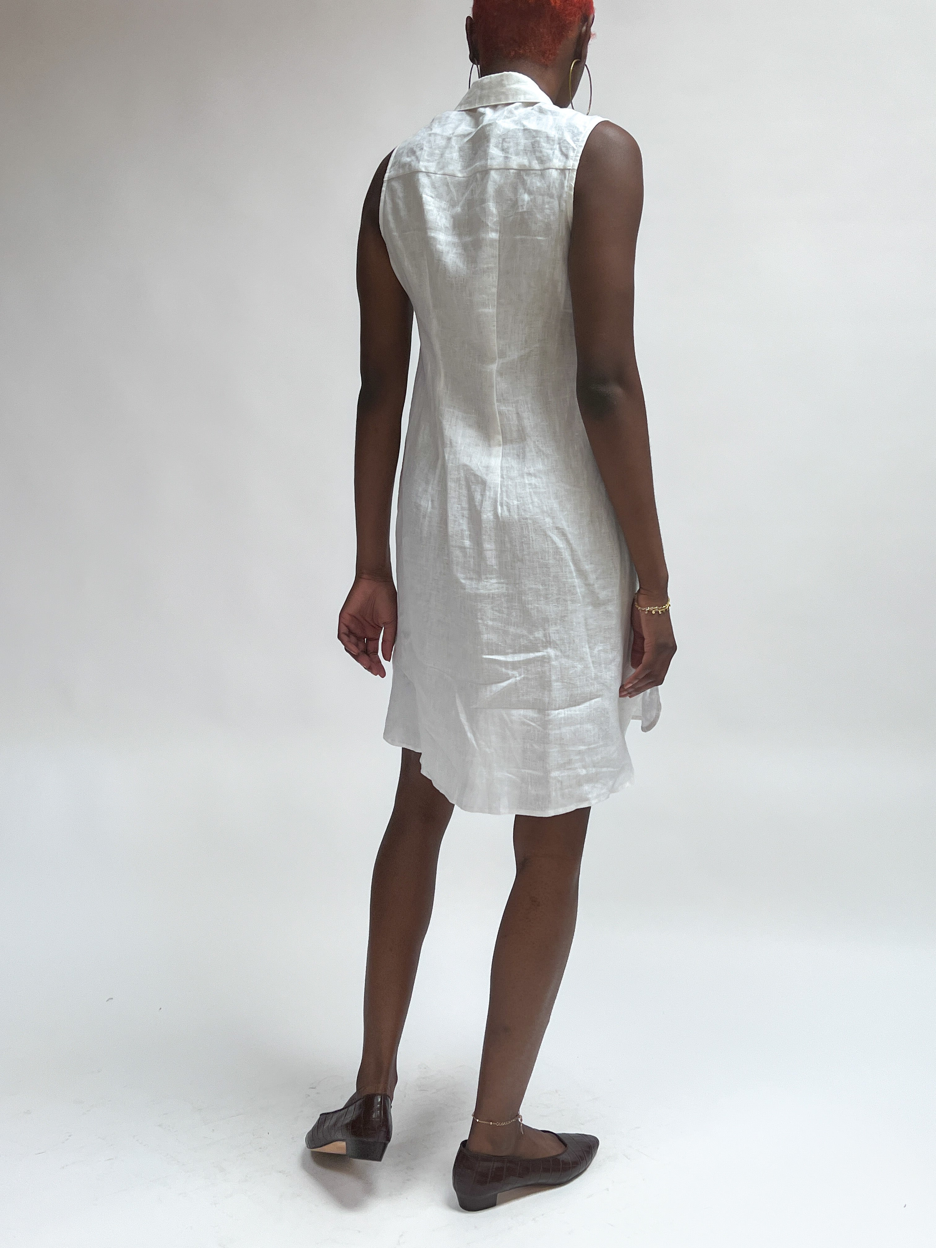 Linen Sleeveless Dress White Garmentory