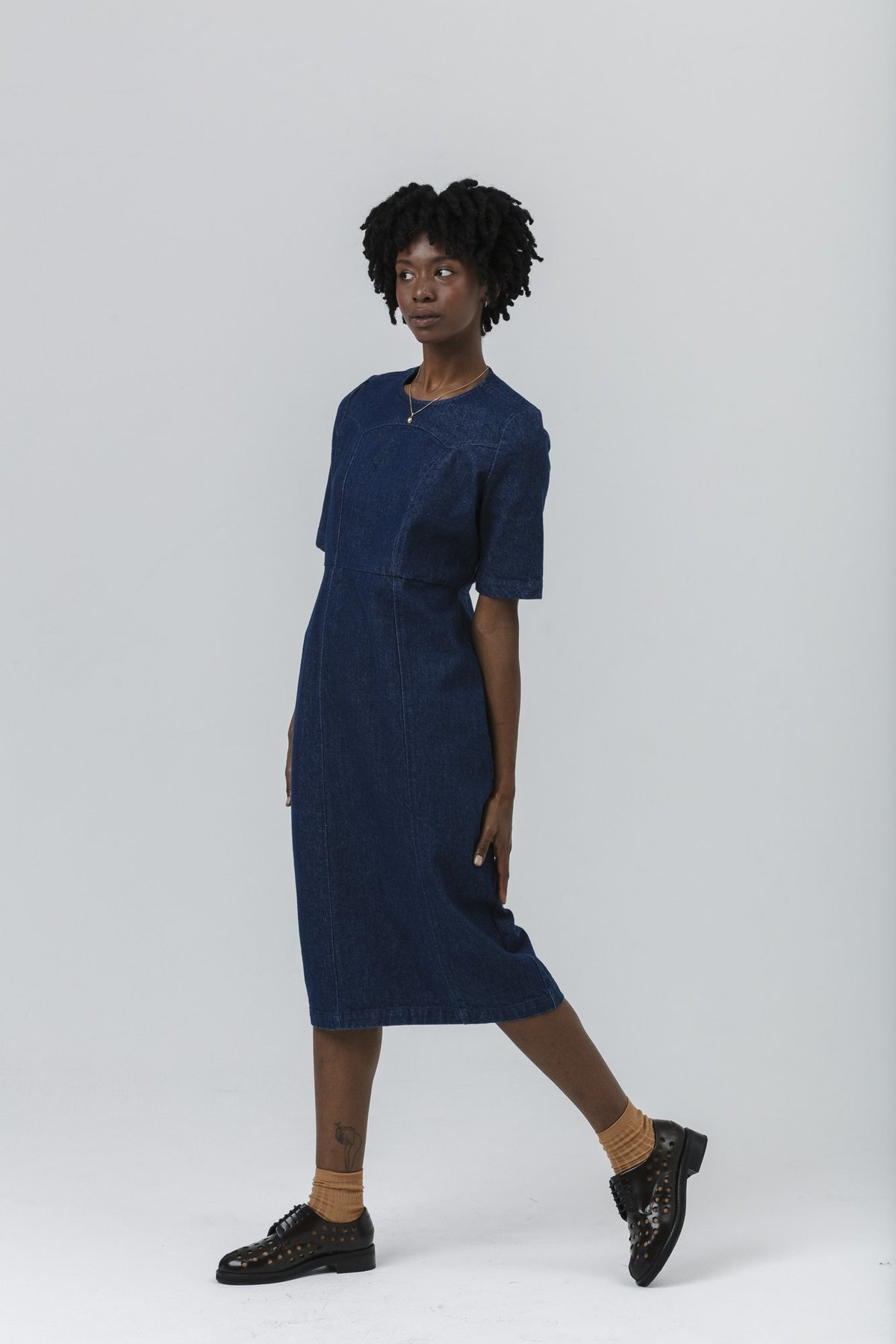 Carleen Dolly Denim Dress - Dark Rinse | Garmentory
