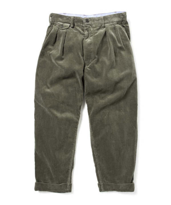 Beams Plus 2Pleats Corduroy Pant - Dark Green | Garmentory