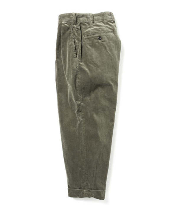 Beams Plus 2Pleats Corduroy Pant - Dark Green | Garmentory