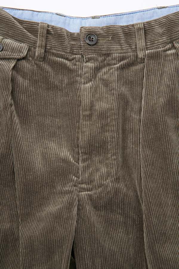 Beams Plus 2Pleats Corduroy Pant - Dark Green | Garmentory