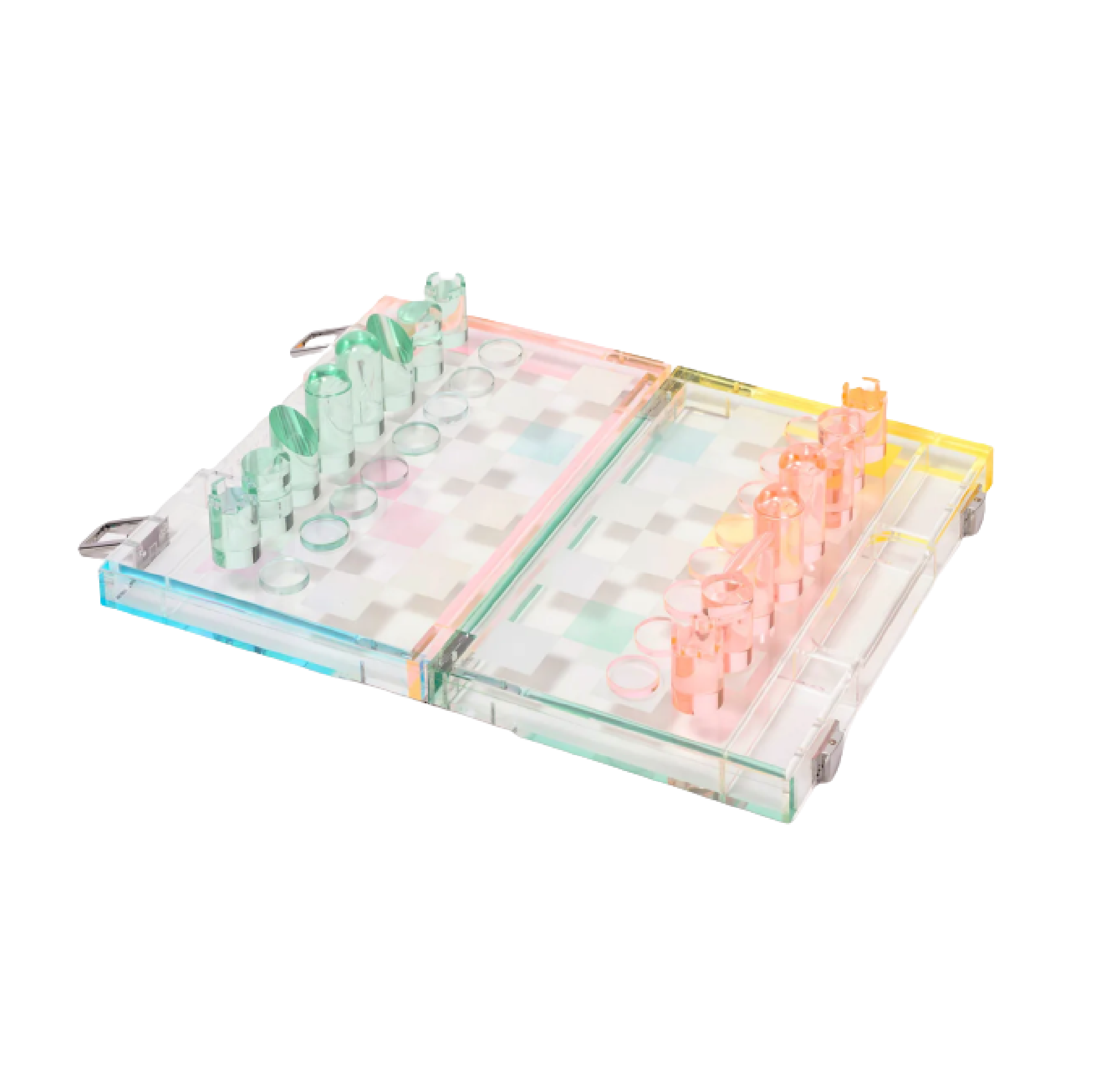 Sunnylife Mini Lucite Chess & Checkers Aurora Garmentory