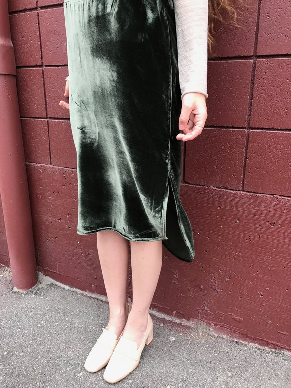 Priory Arc Velvet Dress - Forest Green | Garmentory