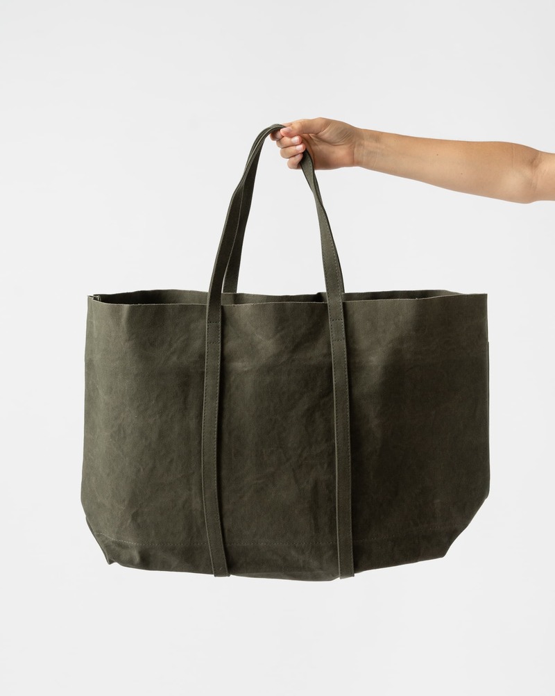 Amiacalva Washed Canvas 6 Pocket Large Tote - Olive | Garmentory