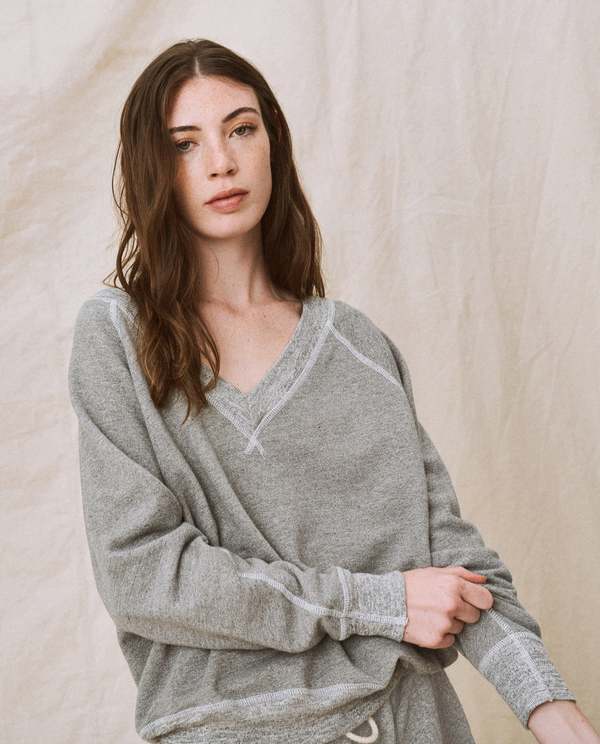 The Great. The V-Neck Sweatshirt - Varsity Grey | Garmentory