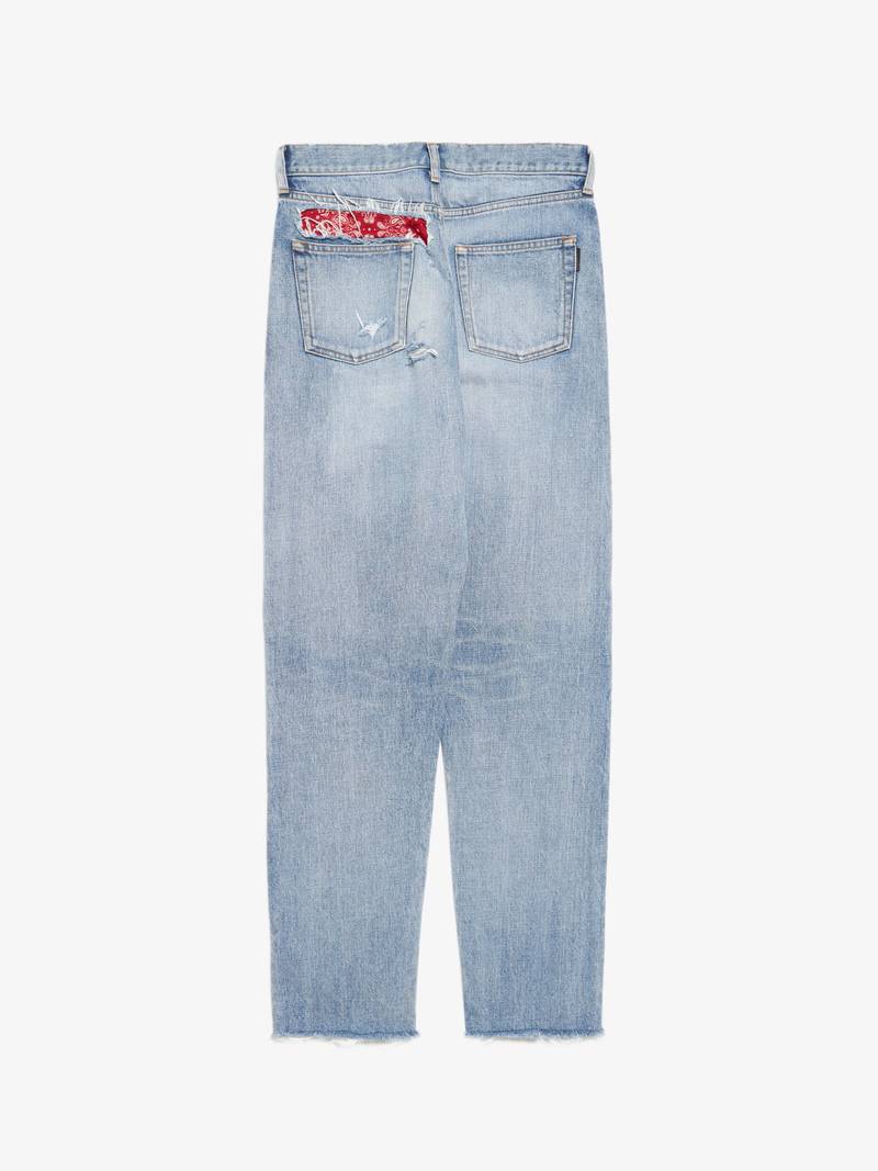 Saint Laurent Paris W D19 Bandana Pocket Detailed Raw Hem Jeans