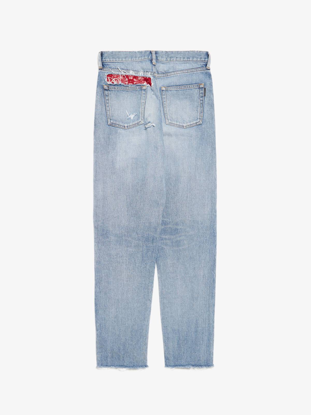 Saint Laurent Paris W D19 Bandana Pocket Detailed Raw Hem Jeans