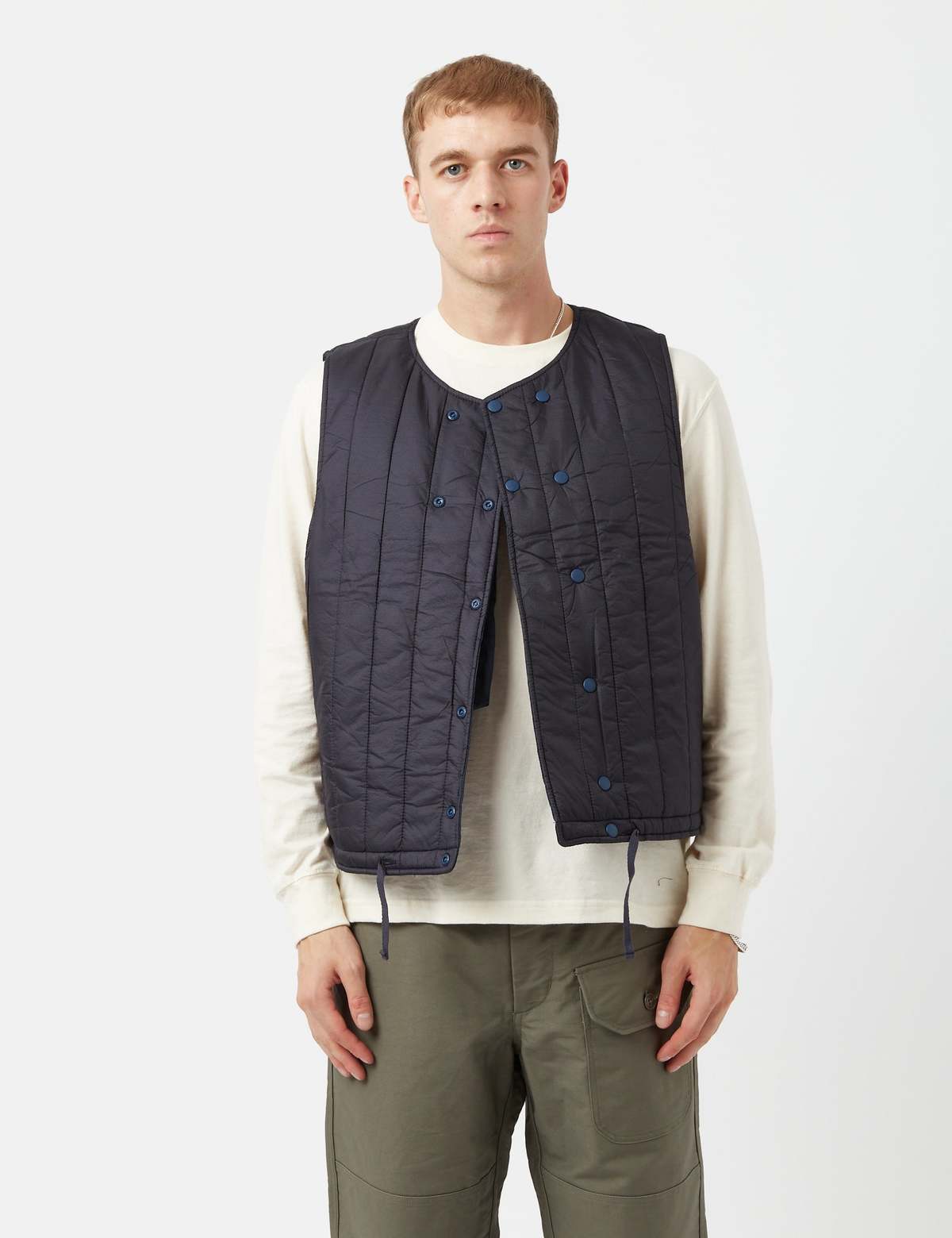 Engineered Garments Cover Vest (Pilot Twill) - Navy Blue | Garmentory