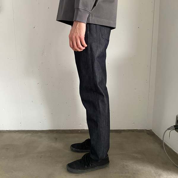 Still By Hand Denim Tapered Pants Navy Garmentory