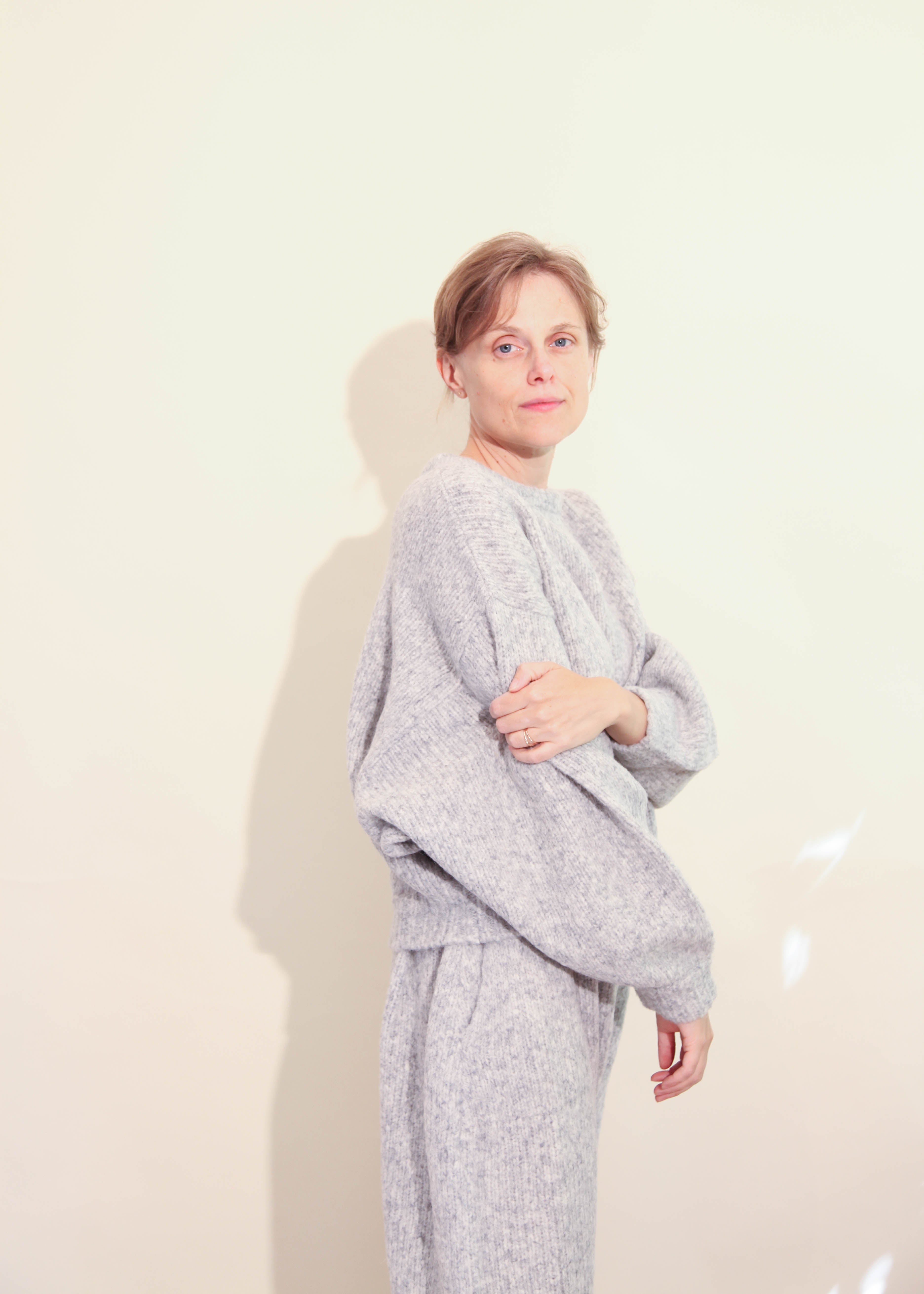 Atelier Delphine Balloon Sleeve Sweater Watery Sky Garmentory